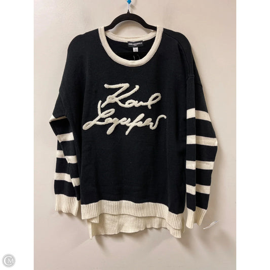 Sweater Designer By Karl Lagerfeld In Black & White, Size: L