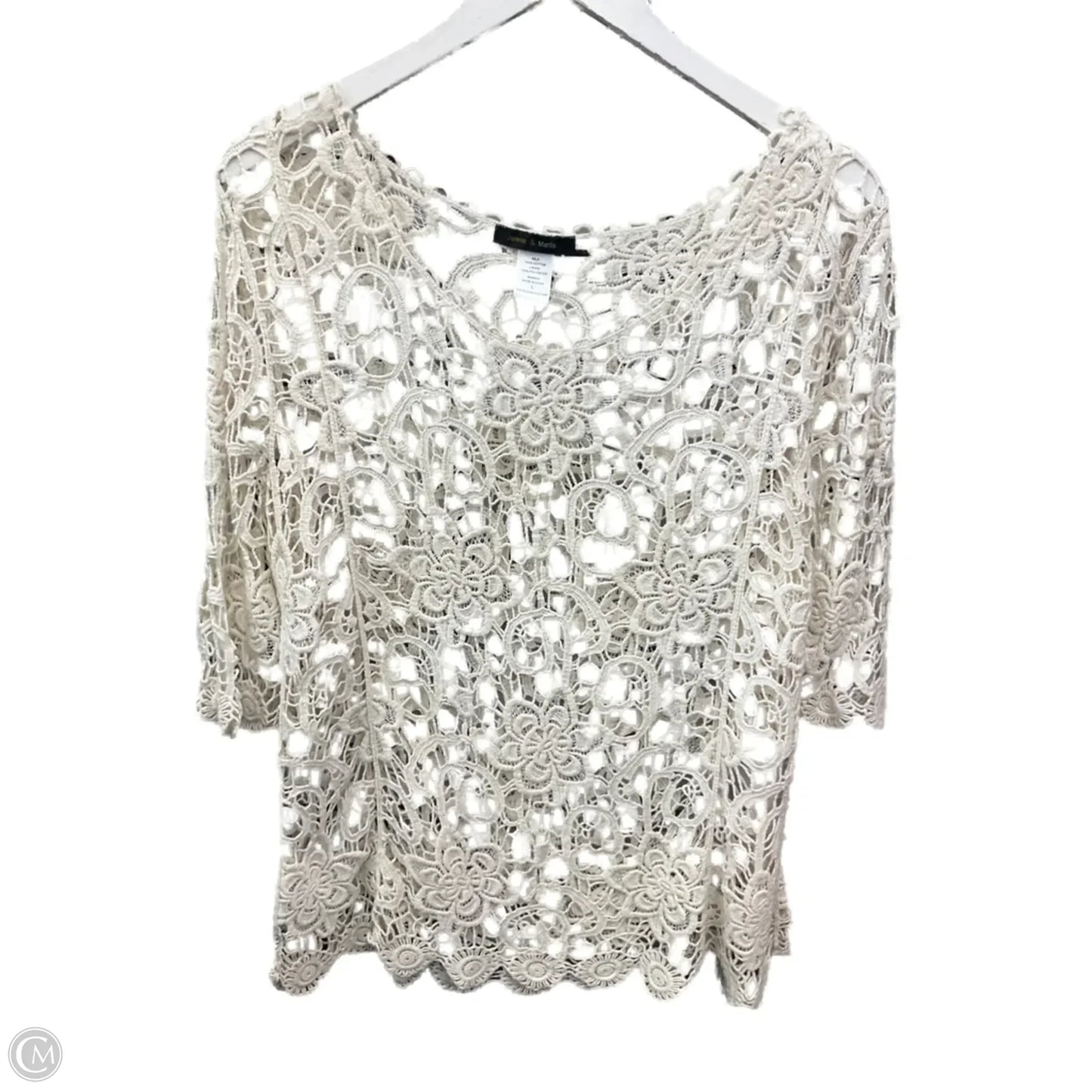 Top Short Sleeve By Jennie And Marlis In Cream, Size: L