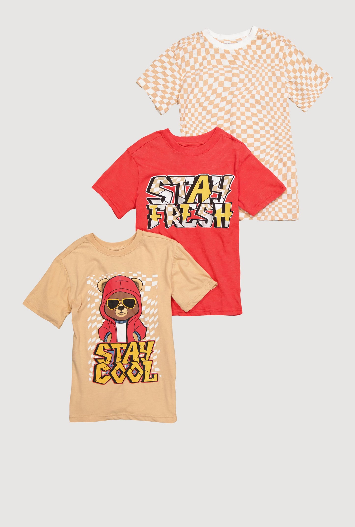 Boys Stay Cool Teddy Short Sleeve Crew Neck Tee 3 Pack