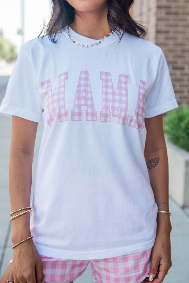 Mama Gingham White Graphic Tee SALE