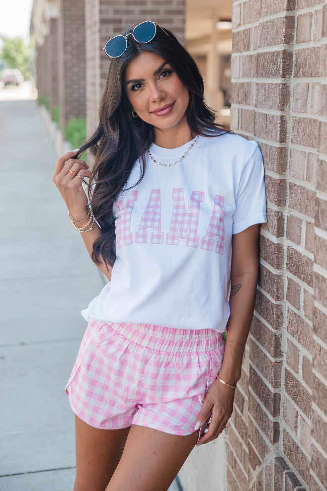 Mama Gingham White Graphic Tee SALE
