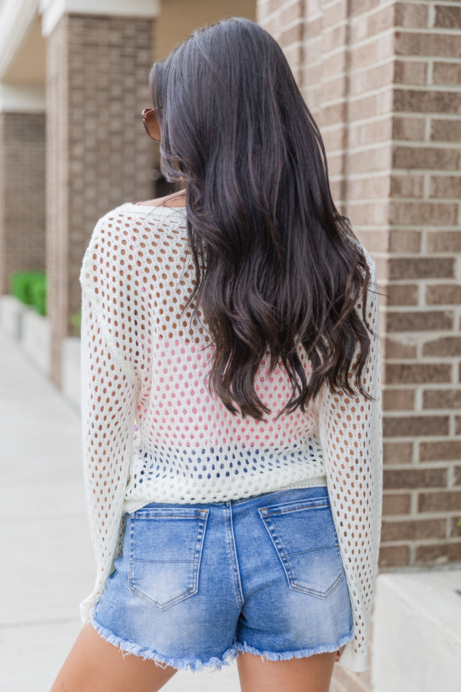 Evermore Elegance Cream Crochet Cardigan FINAL SALE