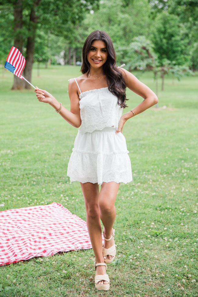 Dockside Dream White Crochet Detail Crop Top FINAL SALE