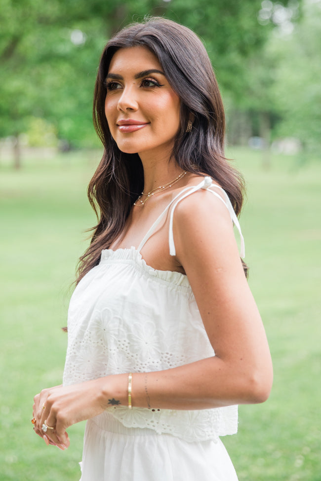 Dockside Dream White Crochet Detail Crop Top FINAL SALE