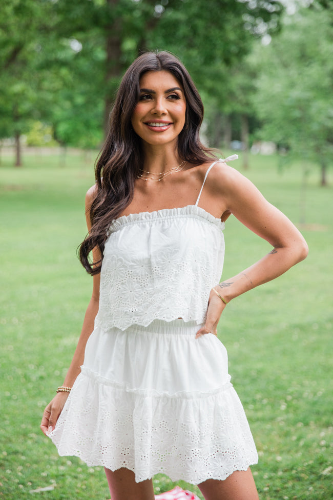 Dockside Dream White Crochet Detail Crop Top FINAL SALE