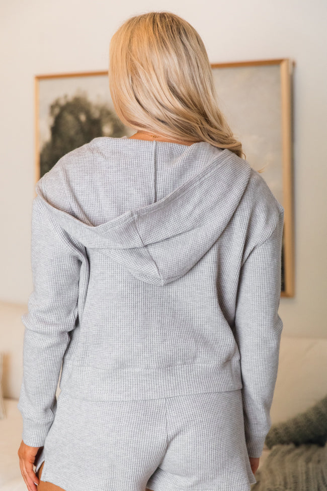 Essential Ease Grey Waffle Knit Zip Up Jacket FINAL SALE
