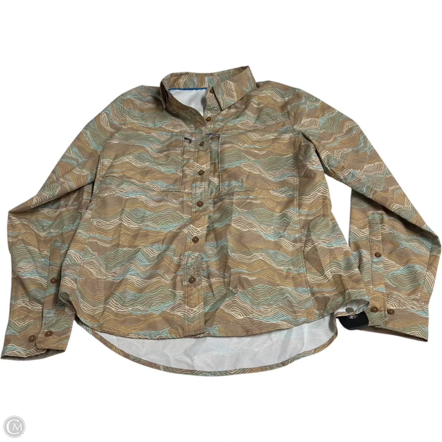 Athletic Top Long Sleeve Collar By Patagonia In Blue & Brown, Size: S