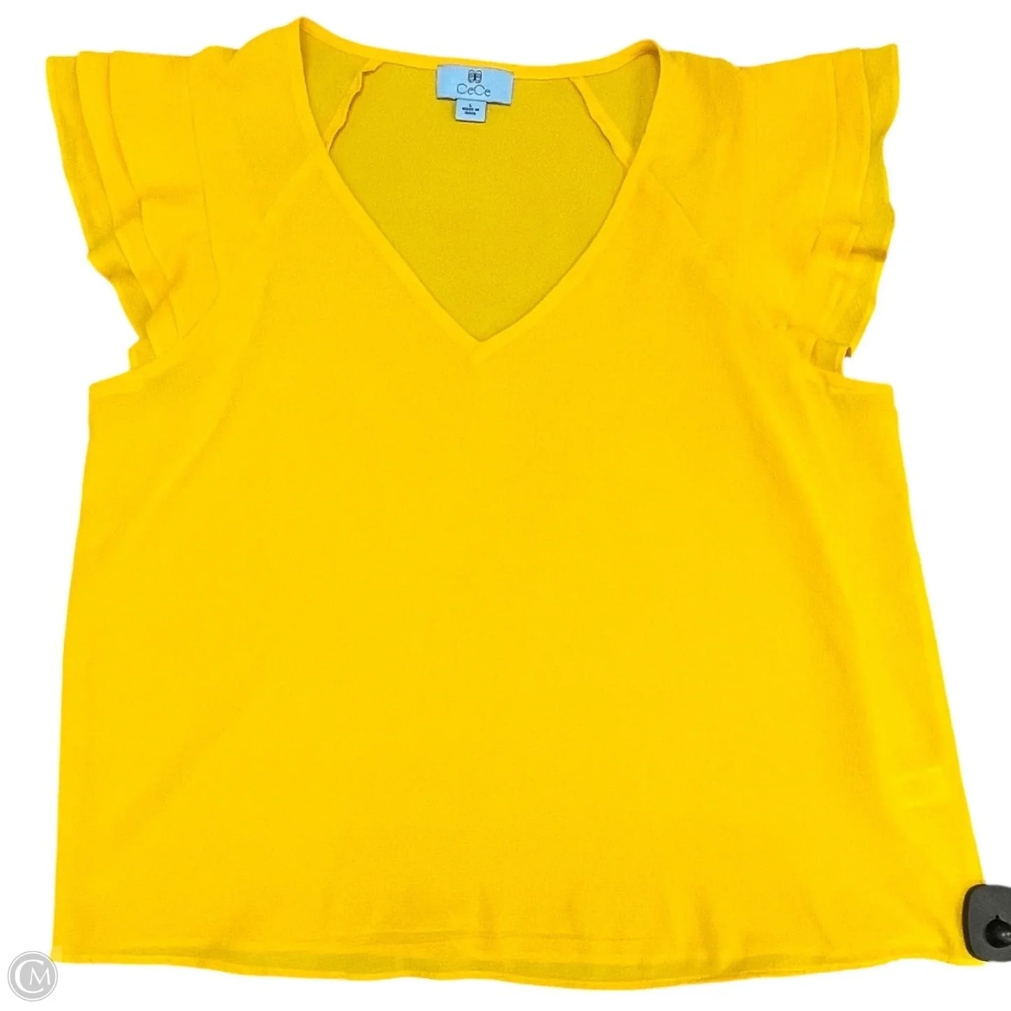 Top Short Sleeve By Cece In Yellow, Size: L