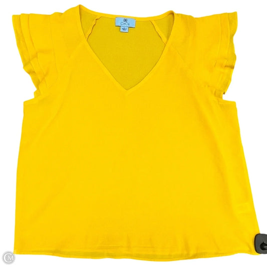 Top Short Sleeve By Cece In Yellow, Size: L