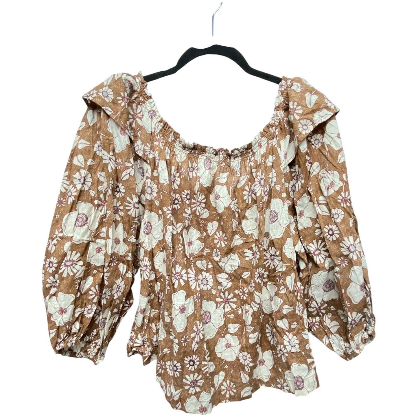 Top 3/4 Sleeve By Free People In Brown, Size: Sp
